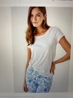 NEW LILLY PULITZER Etta Scoopneck Top Resort White xl
